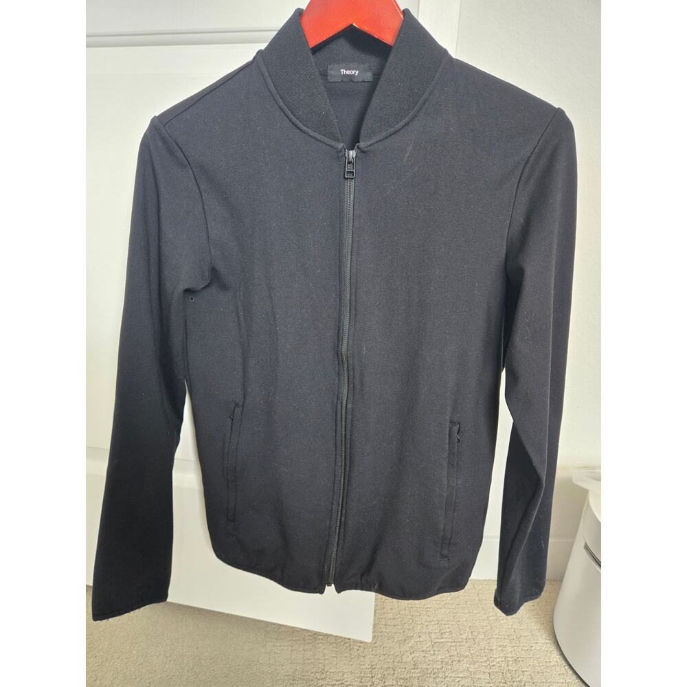 Theory Men's bomber jacket full-zip front with ribbed-knit collar XS - Black
